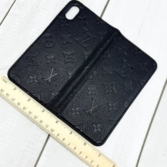 Louis Vuitton Black Leather Mono Folio Case Fits Most I Phones - Picture 9 of 9